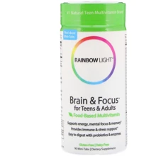Rainbow Light Brain & Focus for Teens & Adults Food-Based Multivitamin 90 Mini-Tabs Витамины для мозга подростков и взрослых: Форма выпуска Таблетки