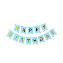 Украшение помещений Гирлянда-флажки 871052 Happy Birthday 16 см, голубой: undefined undefined