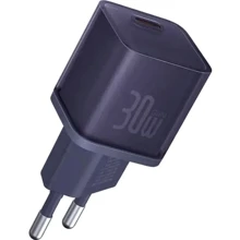 Зарядное устройство Baseus Wall Charger USB-C GaN 5S 30W Purple (P10162504523-00): Особенности Быстрая зарядка, Power Delivery (PD), USB-C