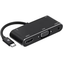 Адаптер 2E Adapter USB-C to USB-C+Mini-jack 3.5+HDMI+VGA Black (2E-W1408): Колір чорний