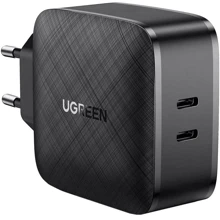 Зарядное устройство Ugreen Wall Charger 2хUSB-C CD216 66W Black (70867): Особенности Power Delivery (PD), USB-C, Быстрая зарядка