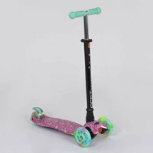 Самокат трехколесный MAXI "Best Scooter" пластмассовый, трубка руля алюминиевая Pink/Turquoise/Black (83267): Количество колес 4