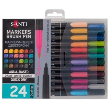 Маркеры SANTI Brush Pen акварельные двусторонние 24 шт (391000): Тип Акварельные