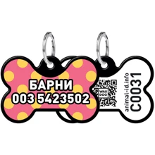 Адреснік WAUDOG Smart ID з QR-паспортом, малюнок "Жовта полька", кістка, 31х21 мм, чорний (0631-0090-01-gr): Виробник WAUDOG