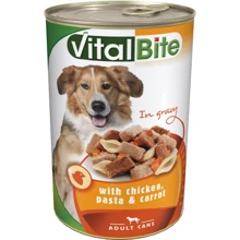 Вологий корм VitalBite для дорослих собак з куркою, макаронами і морквою 1.24 кг (5999546174359): Тип вологий корм
