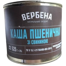 Консервы Вербена Каша пшеничная со свининой 525 г (4820209620481): Вес нетто 525 г