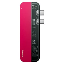 Адаптер Baseus Adapter Dual USB-C to 2xUSB-C + 2xUSB + HDM Red (CAHUB-TS09): Колір червоний