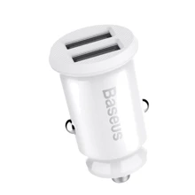 Зарядний пристрій Baseus USB Car Charger 2xUSB Grain Mini 3.1A White (CCALL-ML02): Кабель в комплекті Відсутнє