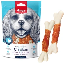 Ласощі для собак Wanpy Chicken Jerky & Calcium Bone Twists кістка з в'яленою куркою та кальцієм 100 г: undefined undefined