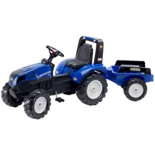 Детский трактор Falk New Holland на педалях с прицепом Синий (3090B): Вид трактор