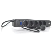Сетевой фильтр Merlion 5 розеток, 1.8 м + 2*USB (B518U): Количество розеток, шт 5