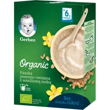 Каша GERBER сухая безмолочная Organic пшенично-овсяная с ванильным вкусом для детей с 6 месяцев, 240г (7613036531535): Тип Каши безмолочные
