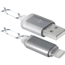 Кабель Defender LED backlight USB Cable to Lightning 1m Grey (87550): Тип USB Cable - Lightning