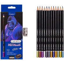 Карандаши Marco 1033-12СВ 12 цв Chroma Metallic, шестигранная с металл.блеском, с точилкой: Тип Цветные