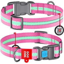 Нашийник WAUDOG Nylon з QR-паспортом, що світиться, пластиковий фастекс 15 мм 23-35 см рожевий (45627): Виробник WAUDOG