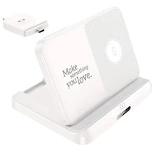 Зарядное устройство Hoco Wireless Charger CQ7 15W 3in1 Charging Foldable Desktop Stand White: Особенности Для Apple Watch, MagSafe