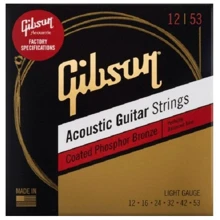 Струна для гитар Струны для акустических гитар GIBSON SAG-CPB12 COATED PHOSPHOR BRONZE ACOUSTIC GUITAR STRINGS 12-53 LIGHT: Тип Комплект струн