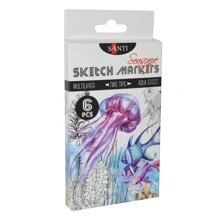 Набор двусторонних маркеров SANTI sketch 390567 Seascape 6 шт уп, 34,7 мм: Тип На водной основе