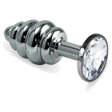 Анальна пробка із кристалом LoveToy Silver Spiral Plug Clear: Для кого унісекс