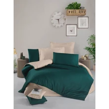 Комплект постельного белья Victoria Plain Sateen Green/Cream сатин евро (62200000609038): Материал сатин