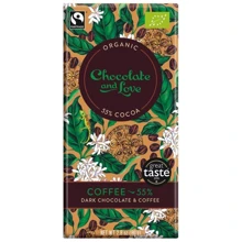 Чорний шоколад Chocolate and Love органічний з кавою 55% какао 80 г (5060270121886): Вага, г 80