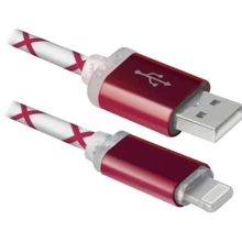 Кабель Defender LED backlight USB Cable to Lightning 1m Red (87552): Тип USB Cable - Lightning