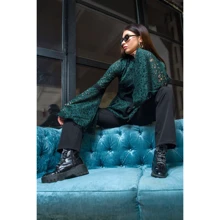 Блуза FLFashion Рената УБР 2982 44 зеленая с длинным рукавом: Сезон Демисезон