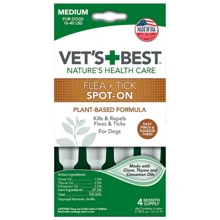 Капли от блох и клещей VET`S BEST Flea + Tick Spot On Tubes Large для собак крупных пород от 18 кг 4 пипетки (vb10520): Тип Капли