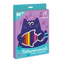 Олівці кольорові YES 18 кольорів Kittycon (290682): Тип Цветные
