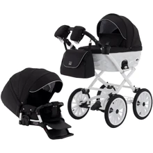 Коляска 2 в 1 Adamex Chantal Retro C6 черный с белым (623676): Тип коляски универсальная коляска (2-в-1)