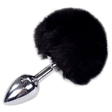 Металлическая анальная пробка Кроличий хвостик Alive Fluffly Plug S Black: Для кого Унисекс