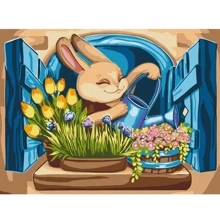 Картина по номерам Brushme Зайчик флорист ©Olena Lazarenko 30х40 см (KBS0139): Производитель Brushme