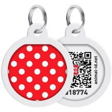 Адресник металевий WAUDOG Smart ID з паспортом QR малюнок Горох 30 мм (230-0208): Виробник WAUDOG