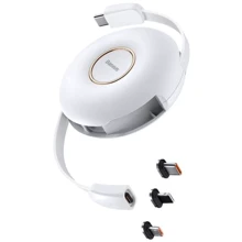 Кабель Baseus Cable USB-C to Lightning/microUSB/USB-C Zinc Magnetic Retractable PD 1m White (CAMLC-02): Тип USB-C - Lightning/microUSB/USB-C