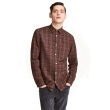 Рубашка H&M 4597495 48 коричневая с длинным рукавом: Длина рукава Длинный