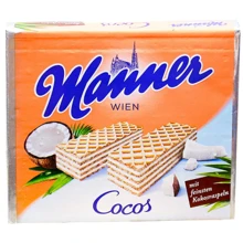 Вафли Manner Cocos с кокосовым кремом 75 г (9000331604435): Вес нетто 75 г