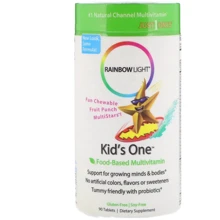 Rainbow Light Kid's One Food-Based Multivitamin 90 Tabs Fruit Punch Жувальні вітаміни для дітей з фруктовим смаком: Тип мультивітаміни