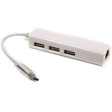 Адаптер PowerPlant Adapter USB-C to 3xUSB2.0+RJ45 (CA910397): Колір белый