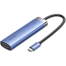 Адаптер Vention Adapter USB-C to HDMI+3xUSB3.0+PD 100W Blue (TGESB): Колір синий