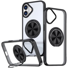 Чехол для iPhone Mobile Case TPU+PC Metal Ring with MagSafe Black for iPhone 16: Цвет черный