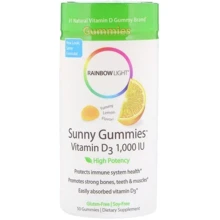 Rainbow Light Vitamin D3 Sunny Gummies 1000 МЕ Витамин Д3 вкус лимона 50 жевательных конфет: Тип Витамин D