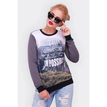 Свитшот FashionUp KF-1370C-42 42 серый с принтом: Сезон Демисезон