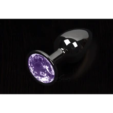 Пикантные штучки, Большая графитовая анальная пробка с кристаллом - 8.5x4 см, фиолетовый: Для кого Унисекс