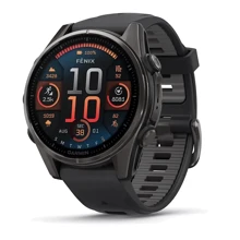 Смарт-часы Garmin Fenix 8 AMOLED 43mm Sapphire Carbon Grey DLC with Black/Pebble Grey Silicone Band (010-02903-21): Дисплей 1.3" AMOLED (416x416) / Sapphire Crystal