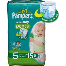 PAMPERS подгузники-трусики Active Boy Junior (12-18 кг) Микро Упаковка 15 шт.: undefined undefined