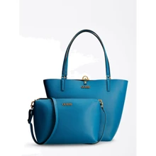 Женская сумка тоут Guess AAlby Toggle Tote темно-голубая (HWVB7455230-DT): Пол Женский