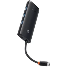 Адаптер Baseus Adapter Lite Series USB-C to 3xUSB3.0+USB-C+HDMI Black (WKQX040001): Колір черный
