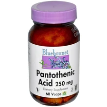Bluebonnet Nutrition, Pantothenic Acid, 250 mg, 60 Vcaps (468): Тип Витамин B