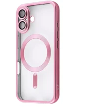 Чехол для iPhone TPU Case Metal Matte Case with Magnetic Ring Pink for iPhone 16 Plus: Цвет розовый