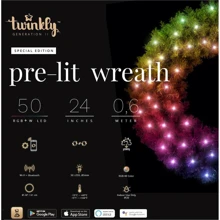 Smart LED Гирлянда Twinkly tree Strings RGBW 50, Gen II, на искусственном веночке елки, диаметр 60 см, кабель зеленый: Тип Линейная